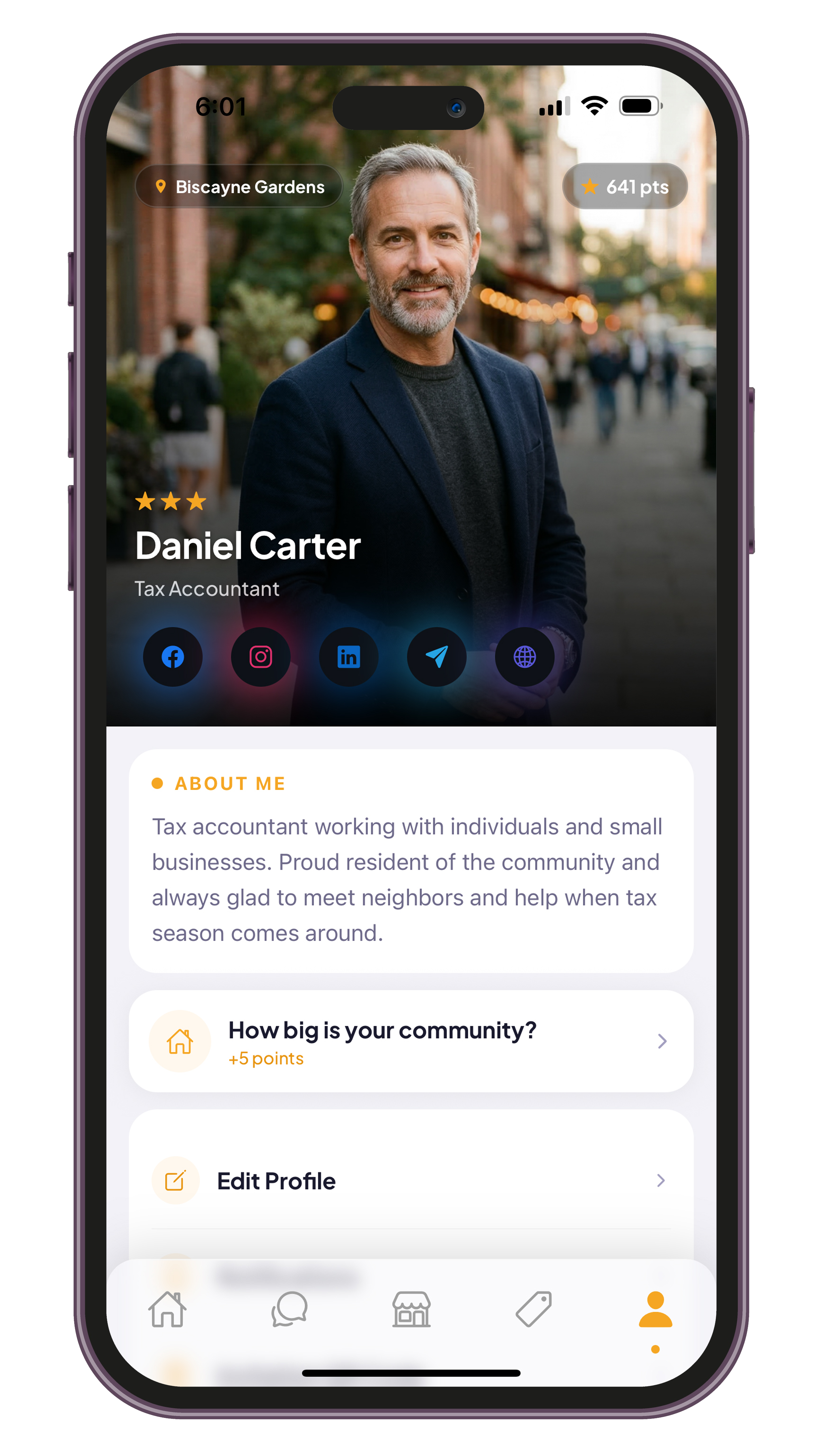 User profile on hômis